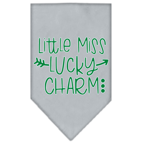 Little Miss Lucky Charm Screen Print Bandana Grey Large